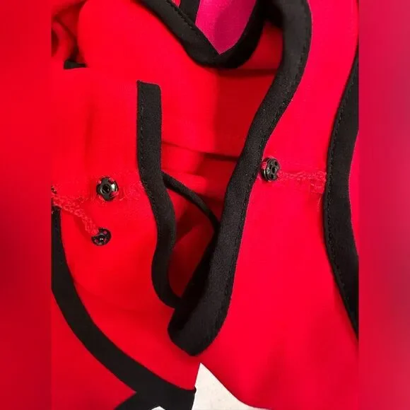 Vintage 90s Y2K Caché Colorblock Tank Top Red Pink Black Piping Women’s Size L - Picture 10 of 11